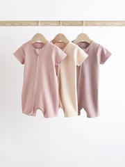 Blassrosa - Baby-Strampelhöschen mit Zwei-Wege-Reißverschluss aus 100 % Baumwolle im 3er-Pack (0Monate -3Jahre) - Bild 1 von 7