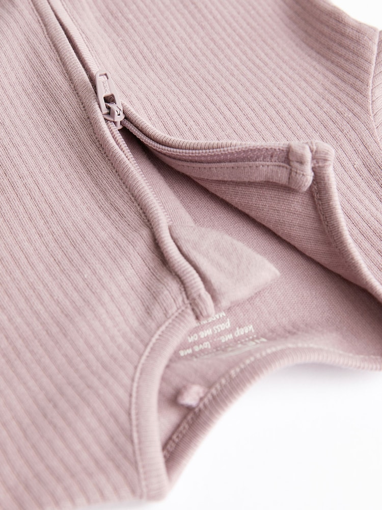 Pale Pink Baby Two Way Zip 100% Cotton Rompers 3 Pack (0mths-3yrs) - Image 5 of 7