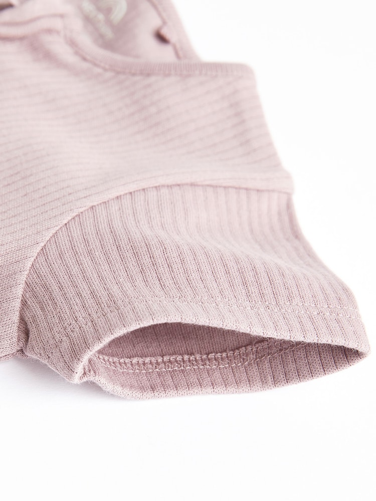 Pale Pink Baby Two Way Zip 100% Cotton Rompers 3 Pack (0mths-3yrs) - Image 6 of 7