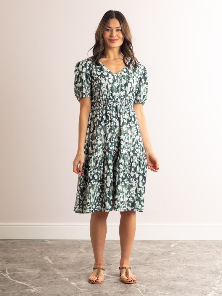 Lakeland Clothing Green Leonie V-Neck Midi Dress - Image 1 of 5