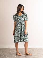Lakeland Clothing Green Leonie V-Neck Midi Dress - Image 4 of 5