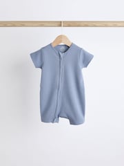 Blue Baby Two Way Zip 100% Cotton Rompers 3 Pack (0-3yrs) - Image 3 of 10