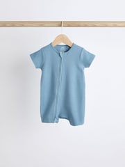 Blue Baby Two Way Zip 100% Cotton Rompers 3 Pack (0-3yrs) - Image 4 of 10