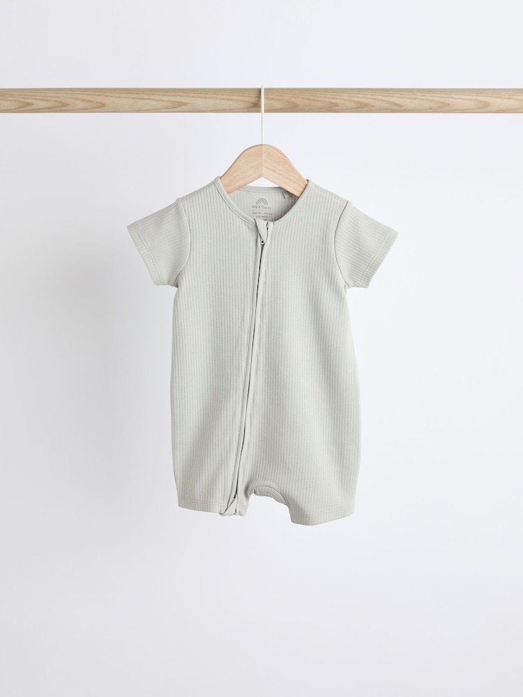 Blue Baby Two Way Zip 100% Cotton Rompers 3 Pack (0-3yrs) - Image 5 of 10