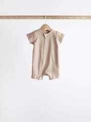 Neutral 3 Pack Two Way Zip Baby 100% Cotton Rompers (0mths-3yrs) - Image 2 of 10