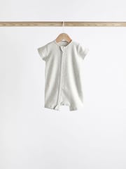 Neutral 3 Pack Two Way Zip Baby 100% Cotton Rompers (0mths-3yrs) - Image 3 of 10