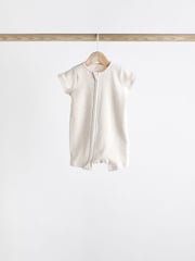 Neutral 3 Pack Two Way Zip Baby 100% Cotton Rompers (0mths-3yrs) - Image 4 of 10