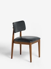 Set of 2 Distressed Faux Leather Black Wrenley Dark Wood Leg Dining Chairs - Image 5 of 8