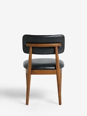 Set of 2 Distressed Faux Leather Black Wrenley Dark Wood Leg Dining Chairs - Image 7 of 8