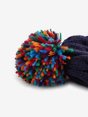 Navy Blue Rainbow Rib Pom Hat (3mths-10yrs) - Image 3 of 3
