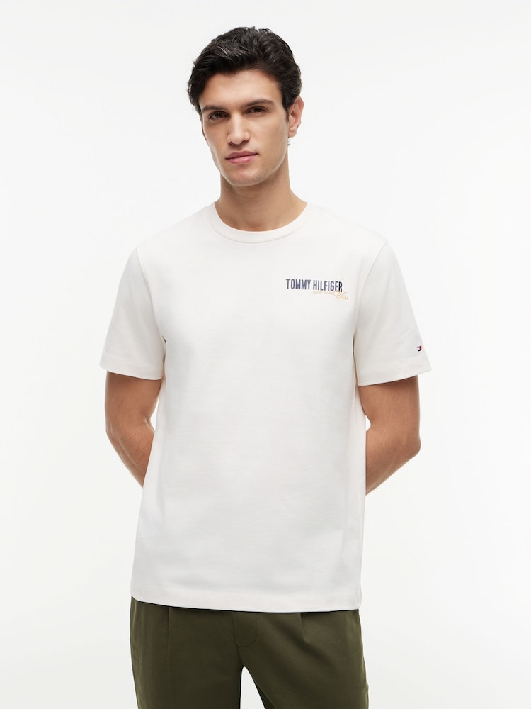 Tommy Hilfiger Cream Back Graphic Jersey T-Shirt - Image 1 of 5