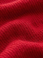 Red Long Sleeve V-Neck Rib Cardigan With Wool - Image 2 of 3