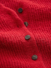 Червоний - Long Sleeve V-Neck Rib Cardigan With Wool - Image 6 of 7