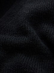 Black Long Sleeve V-Neck Rib Cardigan With Wool - Image 2 of 3