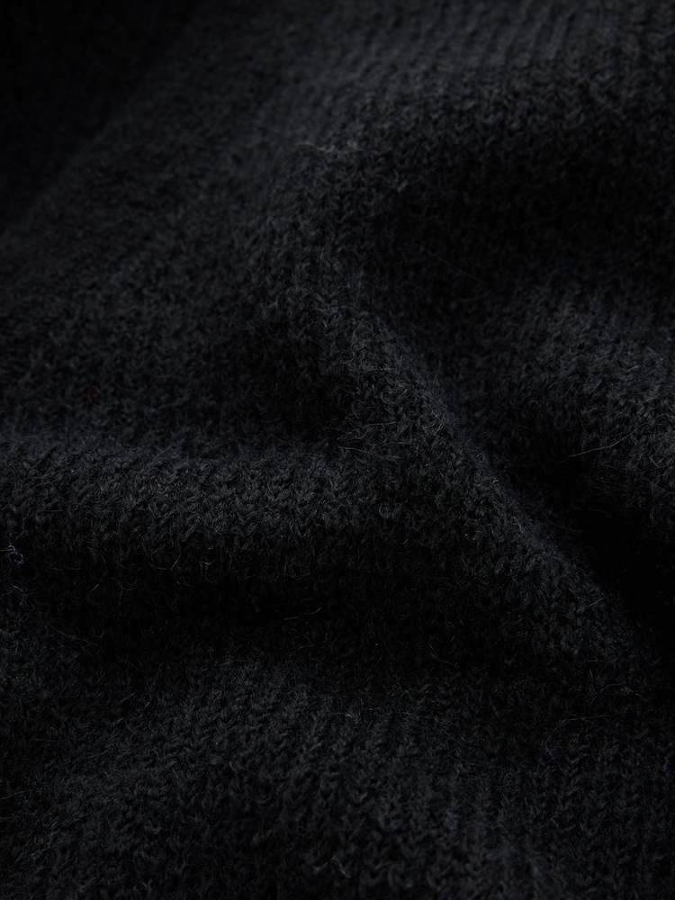 שחור - Long Sleeve V-Neck Rib Cardigan With Wool - תמונה 7 מתוך 7 שחור - Long Sleeve V-Neck Rib Cardigan With Wool - תמונה 7 מתוך 7