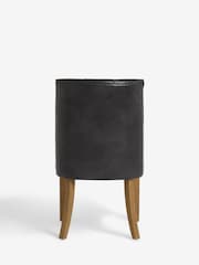 Set of 2 Distressed Faux Leather Black Wolton Dark Wood Leg Collection Luxe Button Dining Chairs - Image 7 of 9