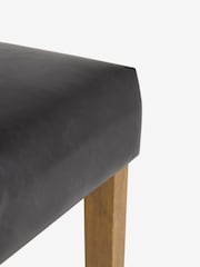 Set of 2 Distressed Faux Leather Black Wolton Dark Wood Leg Collection Luxe Button Dining Chairs - Image 8 of 9