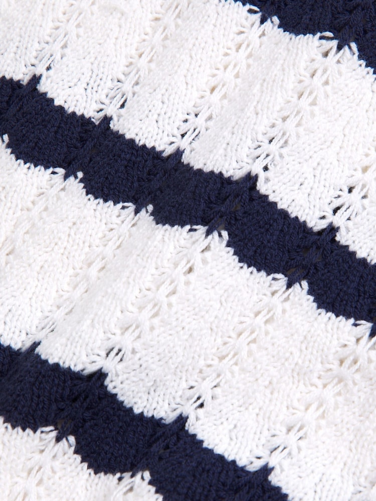 Abercrombie & Fitch Blue Open Knit Wavy Stripe Crochet Jumper - Image 2 of 2