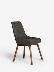 Set of 2 Monza Faux Leather Dark Grey Hamilton Dark Wood Leg Quilted Dining Chairs - Image 6 of 10