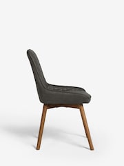 Set of 2 Monza Faux Leather Dark Grey Hamilton Dark Wood Leg Quilted Dining Chairs - Image 7 of 10