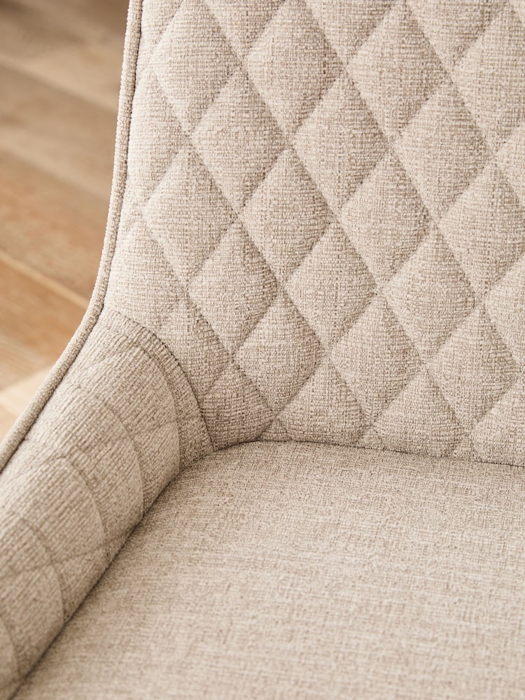Set of 2 Tweedy Plain Light Natural Hamilton Light Wood Leg Quilted Dining Chairs - Image 2 of 10