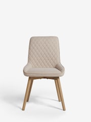 Set of 2 Tweedy Plain Light Natural Hamilton Light Wood Leg Quilted Dining Chairs - Image 5 of 10