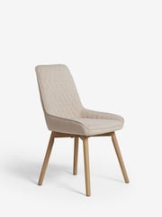 Set of 2 Tweedy Plain Light Natural Hamilton Light Wood Leg Quilted Dining Chairs - Image 6 of 10