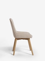 Set of 2 Tweedy Plain Light Natural Hamilton Light Wood Leg Quilted Dining Chairs - Image 7 of 10