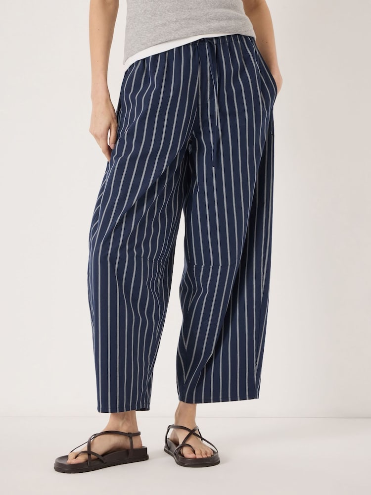 Hush Blue Juno Laundered Cotton Barrel Leg Trousers - Image 2 of 6 Hush Blue Juno Laundered Cotton Barrel Leg Trousers - Image 2 of 6