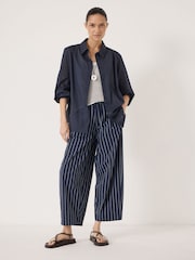 Hush Blue Juno Laundered Cotton Barrel Leg Trousers - Image 3 of 6