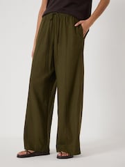 Hush Green Linen Blend Petunia Wide Leg Trousers - Image 1 of 5
