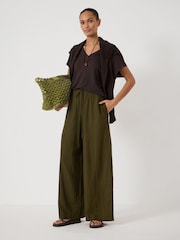 Hush Green Linen Blend Petunia Wide Leg Trousers - Image 2 of 5