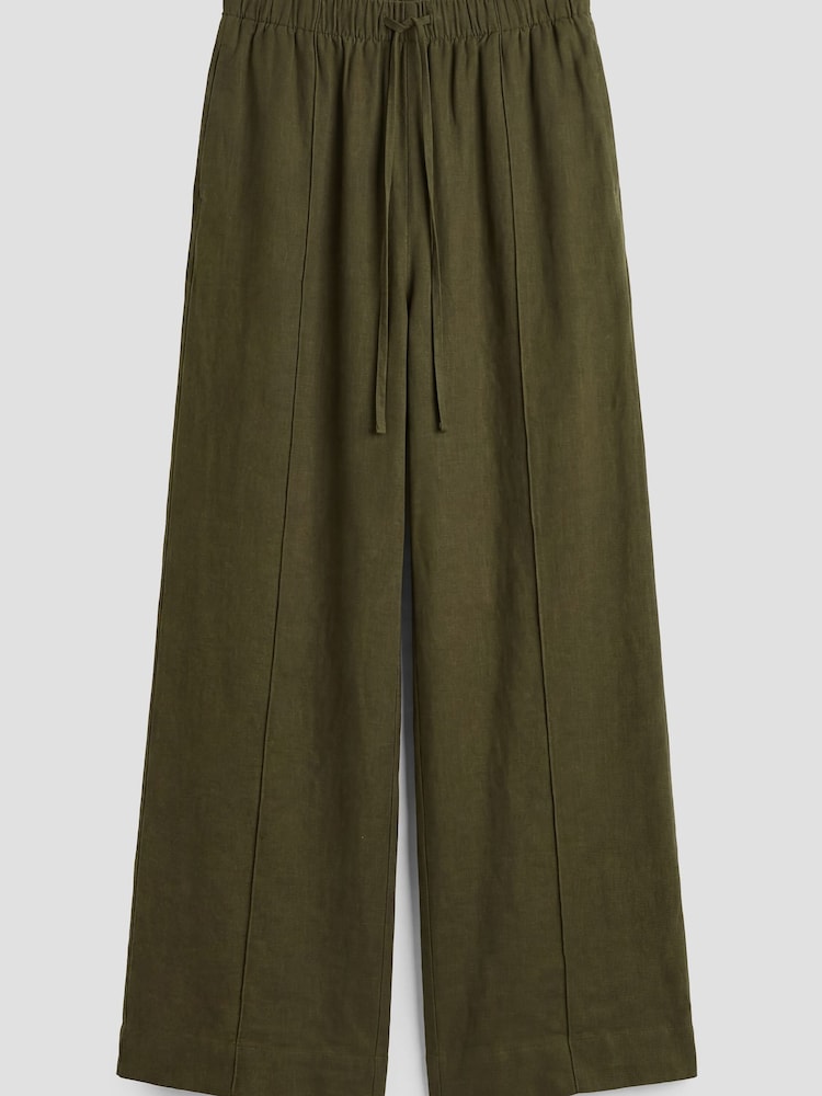 Hush Green Linen Blend Petunia Wide Leg Trousers - Image 5 of 5