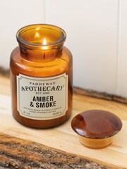 Paddywax Brown Apothecary Amber & Smoke 226g Glass Jar Candle - Image 1 of 3