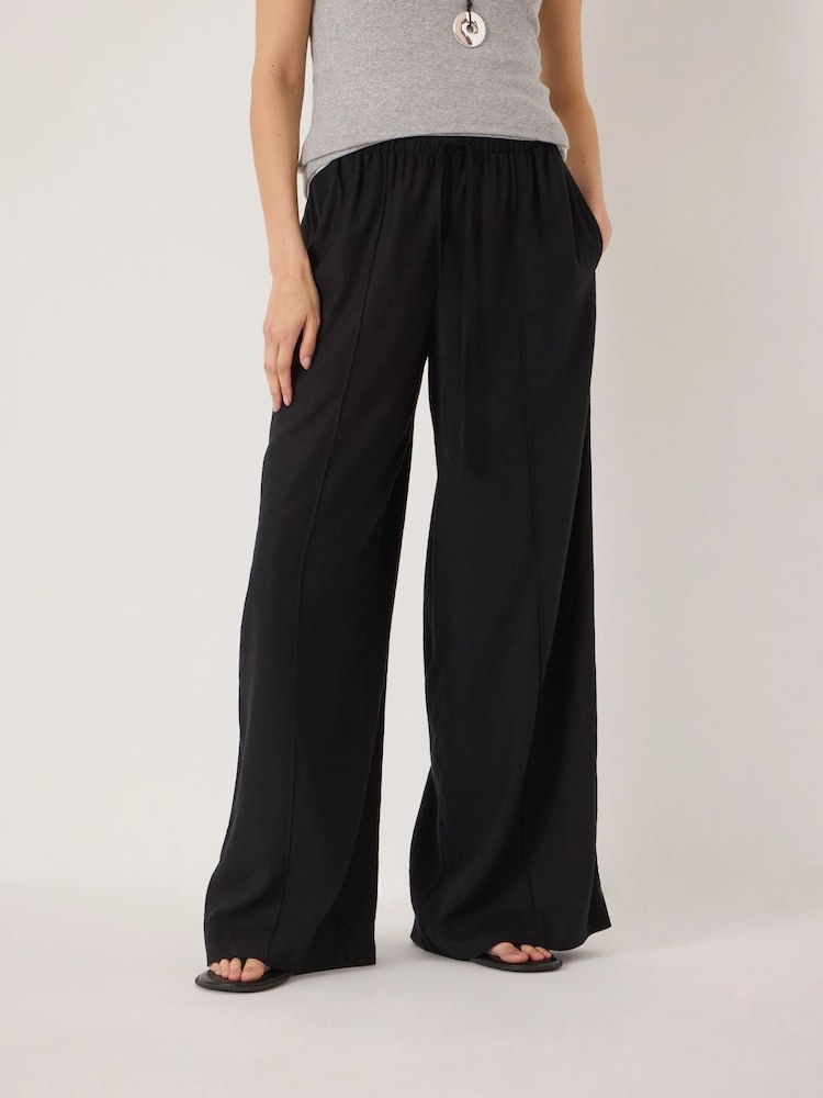 Hush Black Linen Blend Petunia Wide Leg Trousers - Image 1 of 5