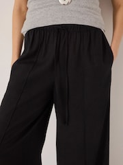 Hush Black Linen Blend Petunia Wide Leg Trousers - Image 4 of 5