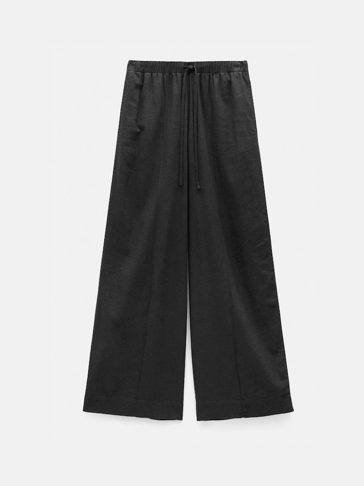 Hush Black Linen Blend Petunia Wide Leg Trousers - Image 5 of 5