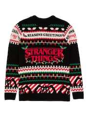Vanilla Underground Black Stranger Things Mens Licensed Adult Knitted Christmas Jumper - Image 1 of 6