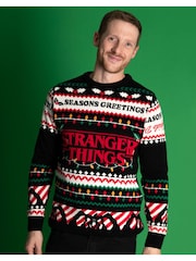 Vanilla Underground Black Stranger Things Mens Licensed Adult Knitted Christmas Jumper - Image 6 of 6