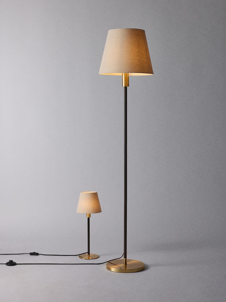The Set Black and Brass Table and Floor Lamp Set - Image 1 of 4