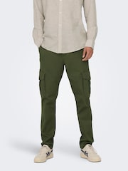 Only & Sons Green Straight Leg Cargo Trousers - Image 1 of 8