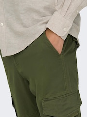 Only & Sons Green Straight Leg Cargo Trousers - Image 6 of 8