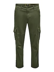 Only & Sons Green Straight Leg Cargo Trousers - Image 7 of 8