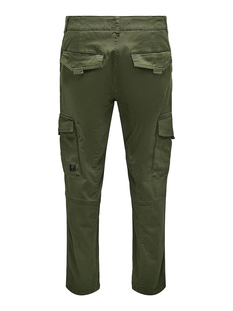 Only & Sons Green Straight Leg Cargo Trousers - Image 8 of 8