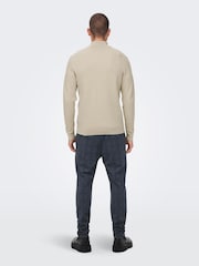 Only & Sons Cream 1/4 Zip Knitted Jumper - Image 2 of 6