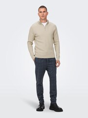 Only & Sons Cream 1/4 Zip Knitted Jumper - Image 3 of 6