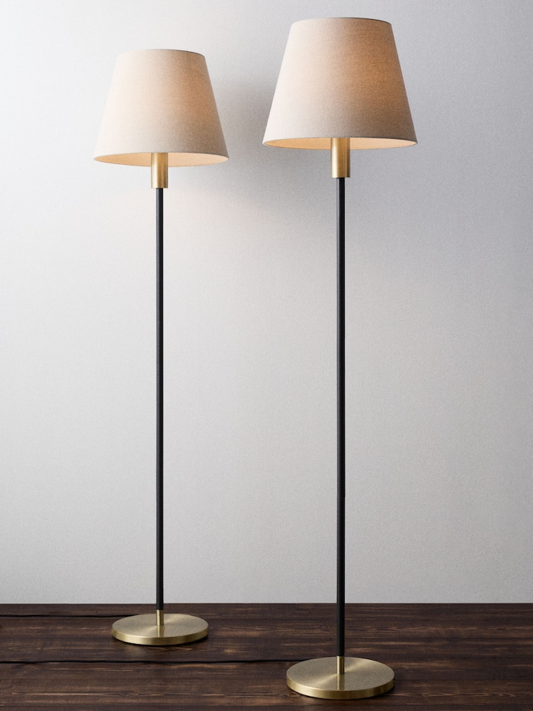 The Set 2 Pack Black and Brass Floor Lamp - Image 1 of 4
