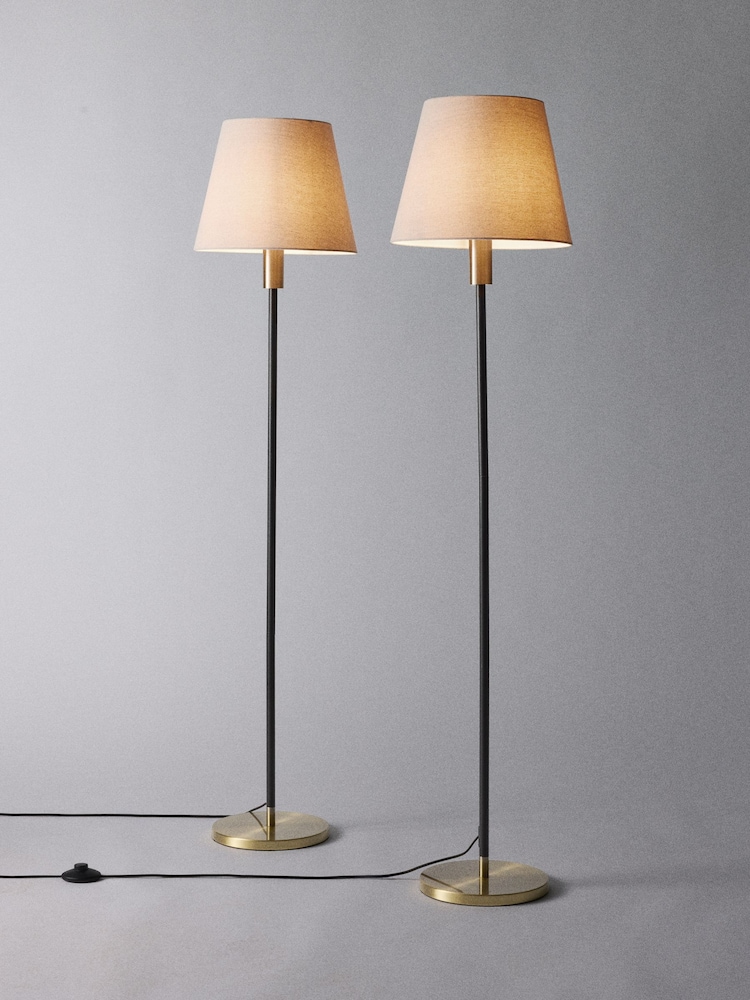 The Set 2 Pack Black and Brass Floor Lamp - Image 2 of 4
