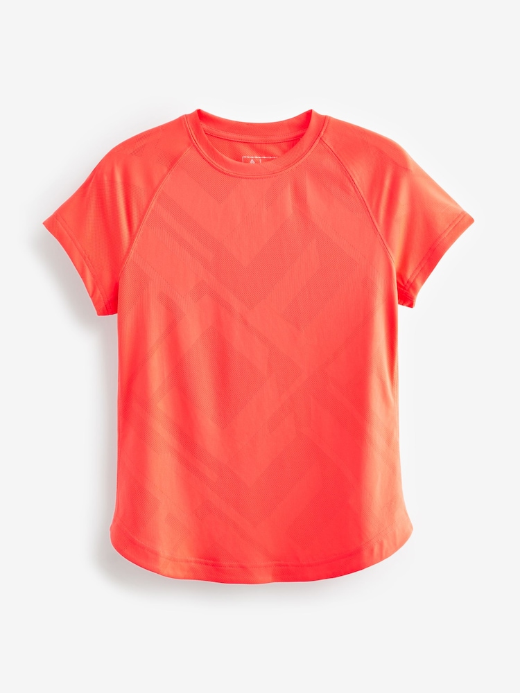 Coral Pink Active Short Sleeve Jacquard Geo Sport Top - Image 1 of 2
