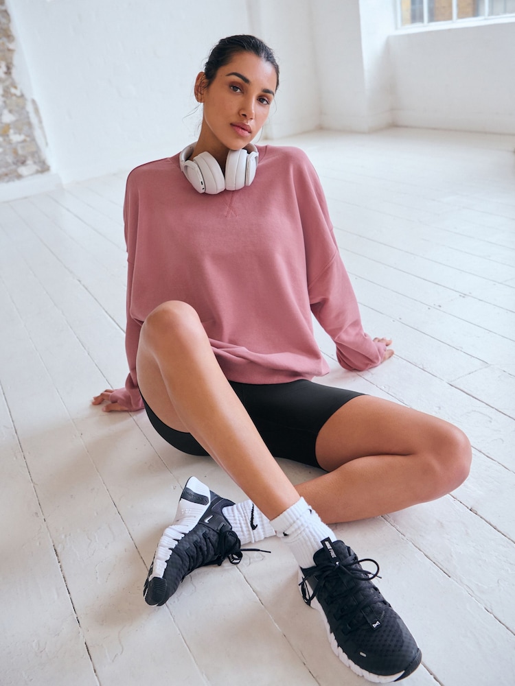 Pink Oversized Active Longline Relaxed Summer Crew Neck Sweatshirt - Image 2 of 7 Pink Oversized Active Longline Relaxed Summer Crew Neck Sweatshirt - Image 2 of 7